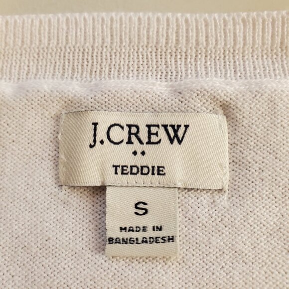 J CREW SZ S Women's 100% Cotton Black & White Striped Teddie Sweater Nautical - Picture 4 of 10